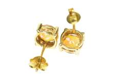 14K Yellow Gold Peach Mystic Topaz Round Faceted Stud Earrings