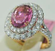 Pink Sapphire and Diamond 18kt Rose Gold Ring