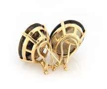 Gorgeous Yellow Gold Oval Smokey Quartz Earrings