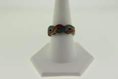 Vintage Sterling Silver Wave Design Inlay Enamel Ring
