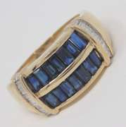 Glamorous Yellow Gold Sapphire & Diamond Ring