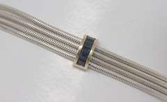Multi Strand Sterling Silver & 18kt Sapphire Bar Bracelet