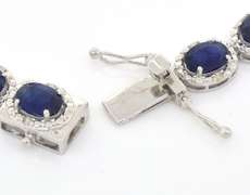 Sparkling Star Sapphire & Diamond Bracelet in Sterling Silver