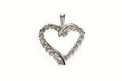 10K White Gold 2/3 Ct Diamond Classic Simple Heart Pendant