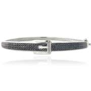 1ct Black & White Diamond Square Belt Buckle Bangle Bracelet