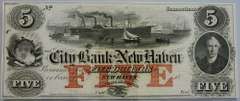Gem Crisp 1800's $5 City Bank Of New Haven Connecticut!