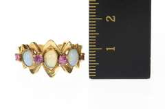 14K Yellow Gold Victorian Natural Opal Ruby Statement Ring