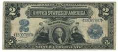 Scarcer 1899 Series Large Size $2 Silver Certificate