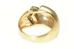 14K Yellow Gold Retro 1960's Diamond Chevron Domed Ring