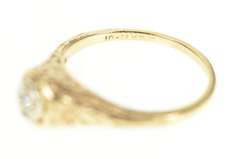 10K Yellow Gold Art Deco Floral Filigree Diamond Engagement Ring