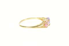 10K Yellow Gold Heart Pink & Purple Cubic Zirconia Statement Ring