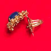 LADIES 18K DIAMOND , SAPPHIRE AND BLUE LAPIS RING / BROOCH