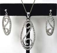 Elegant Set of Sterling Silver Necklace and Earrings