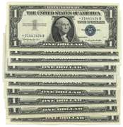 10 Crisp AU to CU 1957 Series $1 Silver Certificates