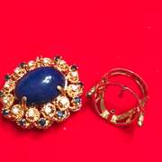 LADIES 18K DIAMOND , SAPPHIRE AND BLUE LAPIS RING / BROOCH
