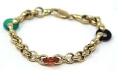 Gorgeous 14kt YG Multi-Color Gemstone Ring Station Bracelet