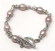 Sterling Silver Pinkish Pearl Toggle Bracelet