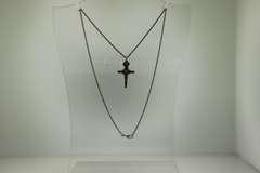Vintage Sterling Silver and 10K Yellow Gold Cross Necklace