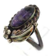 Sterling Silver Purple Glass Ring