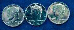 Lot Of 3 1964 Accent Hair Proof Kennedy Half