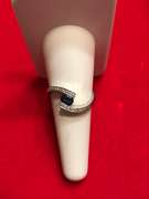 LADIES 14K WHITE GOLD SAPPHIRE AND DIAMOND RING