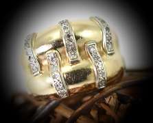 Impressive Vintage Heavy 14K and  Diamond Ring
