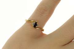 14K Yellow Gold Oval Sapphire Diamond Accent Bypass Ring