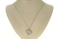 10K White Gold 2/3 Ct Diamond Classic Simple Heart Pendant