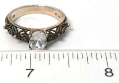 Vintage Gemstone Ring with Filigree in Sterling Silver