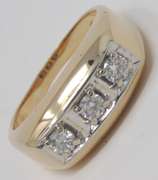 Classic 14kt YG Gents' 3-Stone Diamond Ring