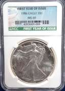 1986 Silver Eagle First Year of Issue NGC MS69