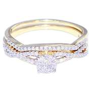 10K Gold Bridal Wedding Set 2 Piece Engagement And Band 1/4cttw Diamonds (i2/i3 Clarity, I/j color)