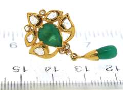 Strong 22kt Rose Cut Diamond & Emerald Diamond Earrings