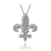 Silver Tone Swarovski Elements Fleur De Lis Necklace