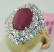 Ruby and Diamond 18kt Halo Ring
