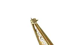 14K Yellow Gold Two Tone Ornate Floral Filigree Curved Bar Pin/Brooch