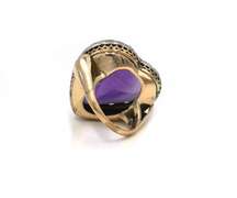 Vintage 14kt RG Heart Shaped Amethyst & Diamond Ring