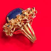 LADIES 18K DIAMOND , SAPPHIRE AND BLUE LAPIS RING / BROOCH
