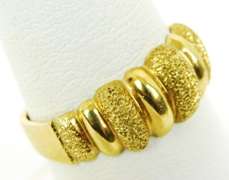 Vintage 14K Nugget & Polished Ribbed Ring, Size 8