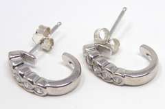 Pretty White Gold Diamond Hoop Earrings