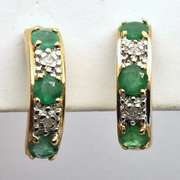 Sweet Emerald & Diamond J Hoop Earrings