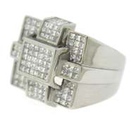 Majestic White Gold apx 5ctw Invisible Set Diamond Men's Ring