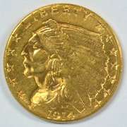 Better date 1914-D $2.50 Indian Gold Piece. Choice BU