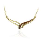 18K Gold over Sterling Silver Garnet Gemstone Jouney "V" Necklace