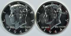 2 Gem Proof 1964 'Accented Hair' Kennedy Half Dollar