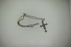 Vintage VCLM Victorian White Beads Cross Necklace