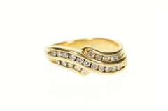 14K Yellow Gold 0.63 Ctw Wavy Diamond Channel Men's Band Ring