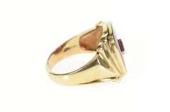 10K Yellow Gold Men's Retro Syn. Ruby Diamond Statement Ring