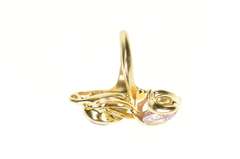 14K Yellow Gold Pink Topaz Ornate Wavy Statement Cocktail Ring