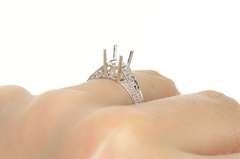 18K White Gold 6.5mm Diamond Engagement Setting Semi Mount Ring